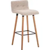 CLP Lincoln Barkruk - Met rugleuning - Voetsteun - Stof - creme/natura