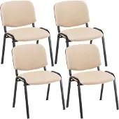 CLP Ken Set van 4 bezoekersstoelen - Stof creme