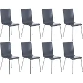 CLP Pepe Set van 8 Wachtkamerstoelen - Houten zitting grijs