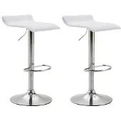 CLP Set van 2 barkrukken, model Dyn V2, bekleed met kunstleer, in hoogte verstelbaar en draaibaar | Kleur: wit, frame: chroom