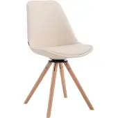 CLP bezoekersstoel Calais, ronddraaibaar, met ronde houten poten, crème kleurig frame, natuurlijke kleur