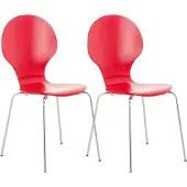 CLP Diego Set van 2 stapelstoelen Hout/rood