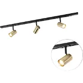 QAZQA Smart railsysteem zwart met goud 1-fase 3-lichts incl. WiFi GU10 - Iconic Jeana