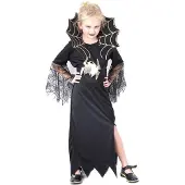 Vegaoo Halloween heksen kostuum met spinnen voor meisjes - Verkleedkleding - Maat 104/116