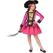 Vegaoo - Roze en goudkleurig piraten kostuum voor meisjes