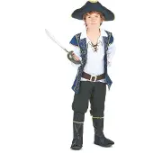 Vegaoo - Blauw en goudkleurig barok piraten kostuum voor jongens
