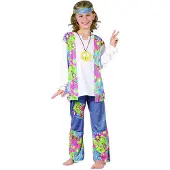 Vegaoo Flower Power kostuum voor meisjes - Kinderkostuums - 152/158