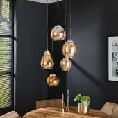 AnLi Style Hanglamp 5L getrapt mix - Amberkleurig glas (Geel, 43x43x150cm)