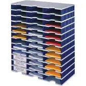 Styro sorteerstation styrodoc Standaard SET, C4, 12 etages/3 rijen/36 vakken, grijs/blauw