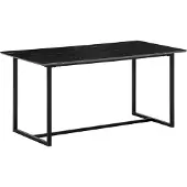 Wohnling Eettafel 200x90x76 cm, keukentafel, zwart, met marmerlook, moderne eettafel, grote eetkamer, rechthoekige tafel, eettafel met metalen poten