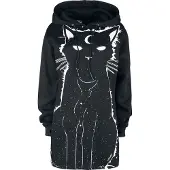 Heartless Trui met capuchon - Moon Kitty Hood - S tot XXL - voor Vrouwen - zwart-wit - Maat XL