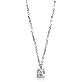 Zinzi zilveren ketting chatonzetting rond wit 40-45cm ZIC1750