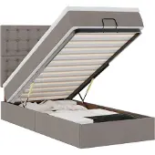 vidaXL Ottoman bed met matras 80x200cm stof taupe