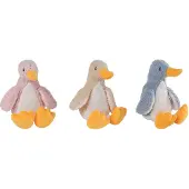 Mini Club Pluche knuffel eend - zachte speelgoed eend 18cm multi kleuren.