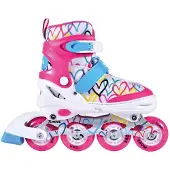 Möve Inline Skates - Love M 34-37 - wit roze - verstelbaar maat 34 tot 37