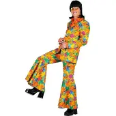 Thetru Hippie Kostuum Flower Power Volwassenen Unisex Multi Kleuren Koningsdag Maat S