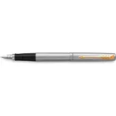 Parker Jotter Stainless Steel GT vulpen medium goud (blauwe inkt)