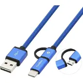 CoolBox Kabel USB naar Micro-USB en USB C CoolBox COO-CAB-U2MC Kleur Blauw
