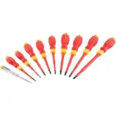 Stanley Set van geïsoleerde schroevendraaiers - - 2PZ-5SL - 10 stuks - VDE 1000 V - Spanningsmeter inbegrepen