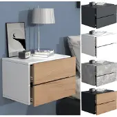 Hioshop UsalL45 nachtkastje wandmontage 2 laden antraciet.