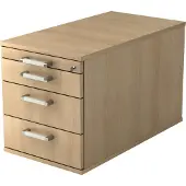 Hjh OFFICE PRO SIGNA TC30 CE - Rolcontainer Hout Eiken met 3 lades Chrome metaal handgreep