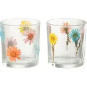 J-Line T-lichthouder posy small glas mix assortiment van 2