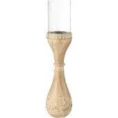 J-Line Kandelaar kralen mango hout naturel/wit large