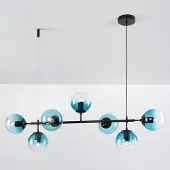 LumenXL Design hanglamp 7-lichts Hepta goud - blauw glas