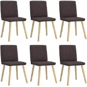 vidaXL Eetkamerstoelen 6 st stof donkerbruin
