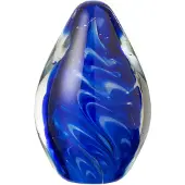 J-Line Presse papier polypus ovaal glas transparant/blauw small