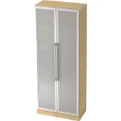 Hjh OFFICE PRO SIGNA G 7100G CE - Esdoorn/Zilver Hoogte van de map | 5 OH Kast met matglazen deuren Chrome metaal handgreep