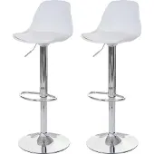 Mendler Set van 2 barkrukken -B14, barkruk barkruk draaikruk, kunstleer ~ wit