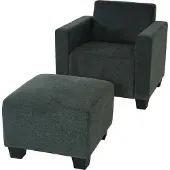 MCW Modulaire fauteuil Loungefauteuil met voetenbank Lyon, stof/textiel ~ antracietgrijs