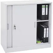 MCW Archiefkast Boston -F41, stalen kantoorkast, met afsluitbare schuifdeuren 90x90x45cm ~ grijs
