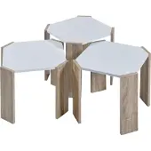 En.casa Bijzettafel set van 3 Rantasalmi eikenkleurig en wit