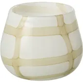 J-Line Windlicht fuzzy glas wit/groen