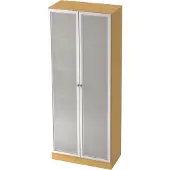 Hjh OFFICE PRO SIGNA K 6100G SG - Beuken/Zilver Hoogte van de map | 5 OH met knop Kast met matglazen deuren