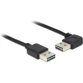 DeLOCK Easy-USB-A haaks (links/rechts) naar Easy-USB-A kabel - USB2.0 - tot 2A / zwart - 1 meter