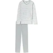 Schiesser Pyjama ' Casual Essentials ' grijs gemêleerd / wit