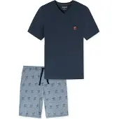 Schiesser Pyjama kort smoky blue / nachtblauw