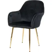 Mendler Eetkamerstoel -F18, stoel keukenstoel, retro design ~ fluweel zwart, gouden poten