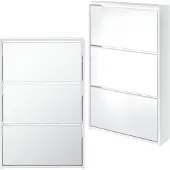 En.casa Schoenenkast met spiegels 3 vouwdeuren 102,5x63x17 cm wit