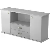 Hjh OFFICE PRO KAPA SB | Dressoir | met deuren + laden - Grijs Sideboard Greeplijst kunststof