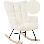 Beliani OULU - Schommelstoel - Wit - Bouclé