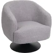 MCW Loungestoel -J76, draaibare cocktail fauteuil, bouclé stof metaal ~ lichtgrijs