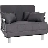 Mendler -K29, inklapbare fauteuil slaapbank logeerbed, ligvlak 186x97cm stof (270g/m²) ~ donkergrijs