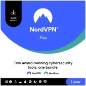 NordVPN Plus - 1 jaar cyberbeveiliging (VPN + PW Manager) [1 jaar]