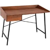 MCW Bureau -J97, bureau computerbureau, lade 3D structuur 98x114x60cm MVG-gecertificeerd ~ bruin