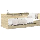 vidaXL Slaapbank met lades zonder matras 90x200 cm sonoma eikenkleurig
