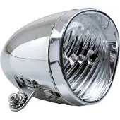 Simson Klassieke LED-fietskoplamp - Chroom - Inclusief AAA-batterijen - Traditioneel ontwerp - Zilver/chroom behuizing